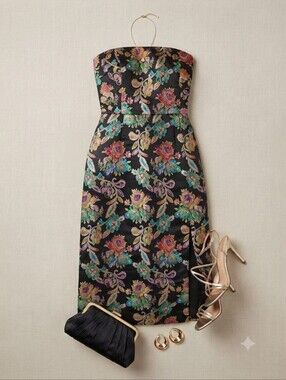 Olia Strapless Jacquard Midi Dress
